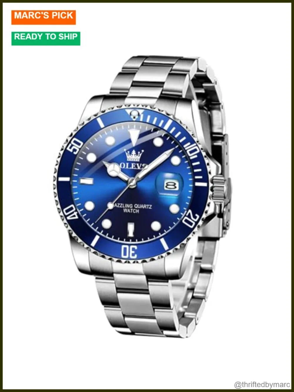 Classic Luxury Big Face Dress Watch Stainless Steel Luminous